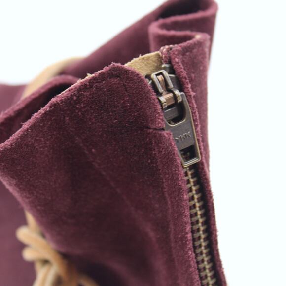 Satorisan Silverlake Suede Ankle Booties Tie Moccasins Purple Size 38 US 7.5 - Picture 4 of 9